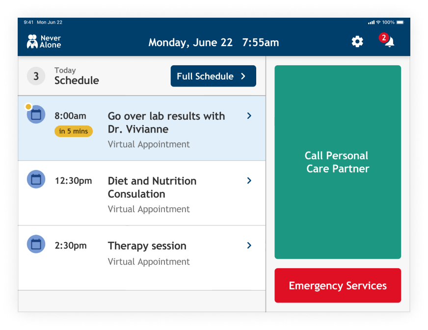 Seniors and IDD user interface