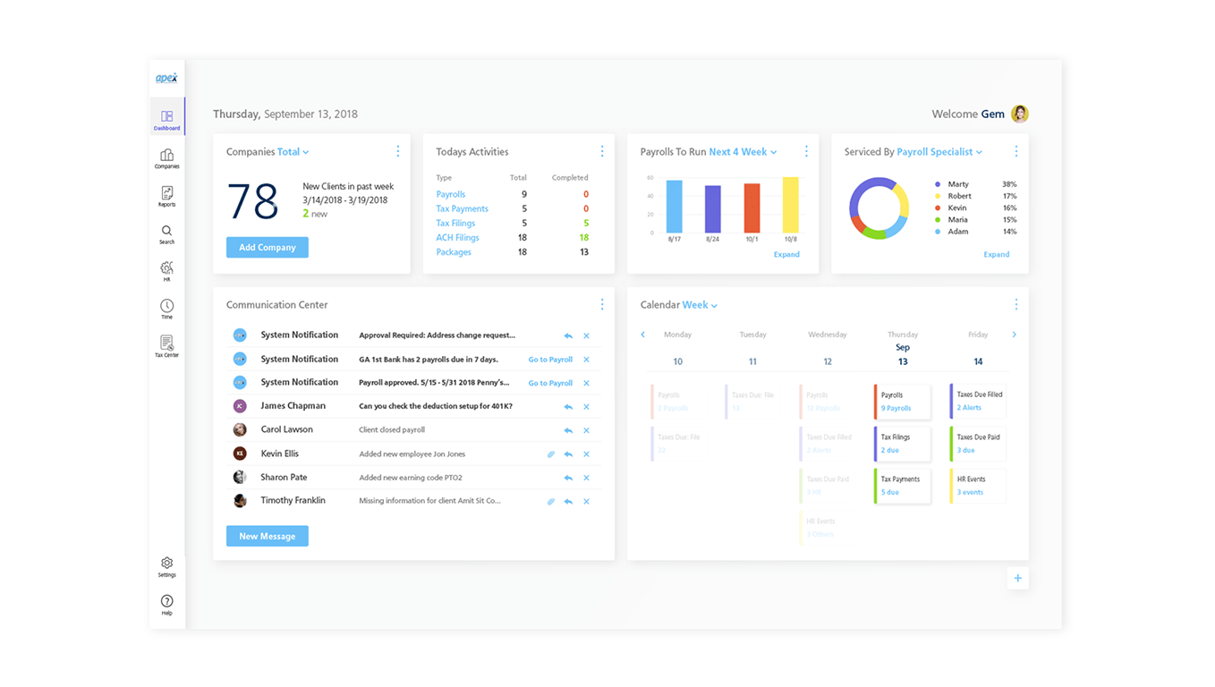 Apex new design dashboard